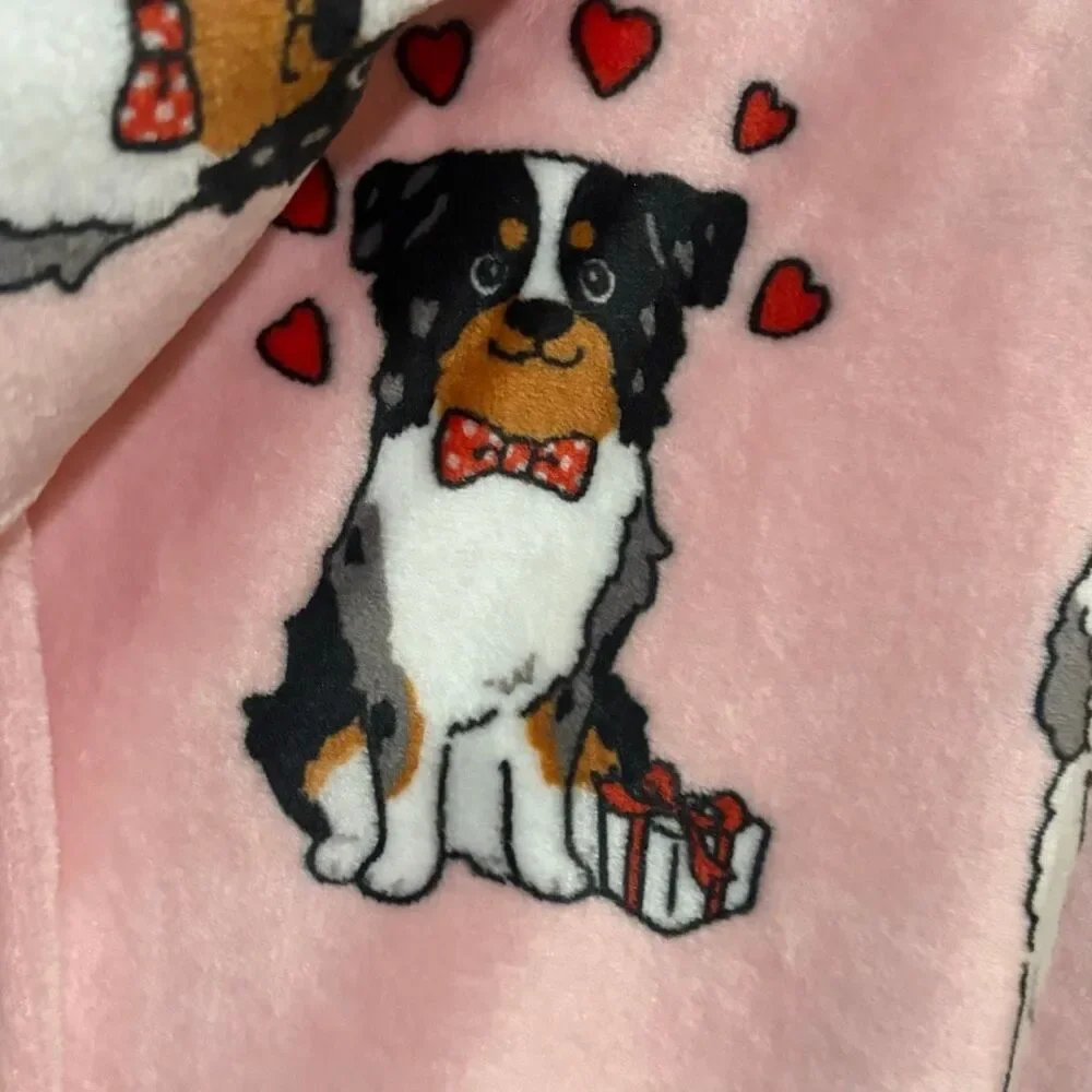 Valentines Day Dog Blanket Doberman Sheepdog Bernard Border Collie Shephard NWT
